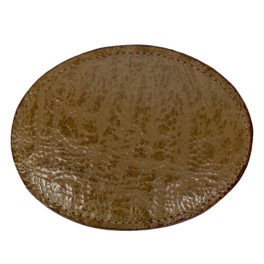 Vintage Justin Leather Belt Buckle Oval Western Cowboy Style 80 A Brown